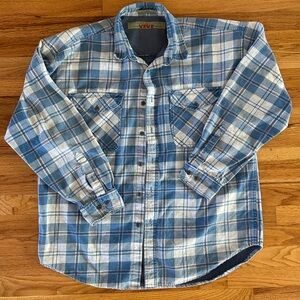 Vintage Anchor Blue Men's plaid workwear Shirt in Blue and White Size L